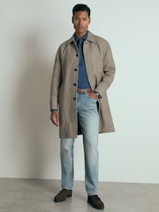 Reiss Brown Enigma Atelier Wool Houndstooth-Check Raglan Overcoat - Image 3 of 6