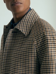 Reiss Brown Enigma Atelier Wool Houndstooth-Check Raglan Overcoat - Image 4 of 6