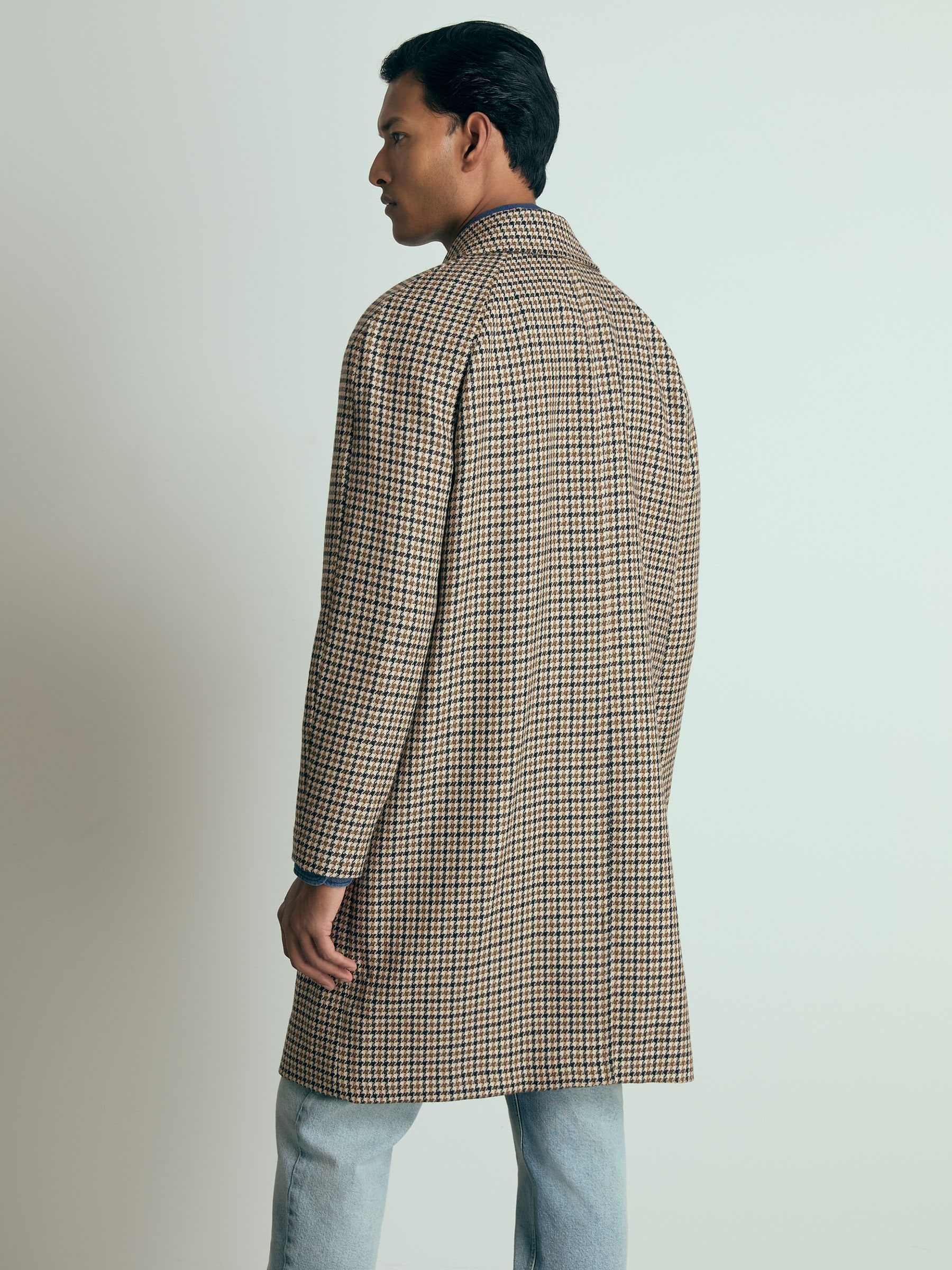 Buy Reiss Brown Enigma Atelier Wool Houndstooth-Check Raglan