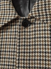 Reiss Brown Enigma Atelier Wool Houndstooth-Check Raglan Overcoat - Image 6 of 6