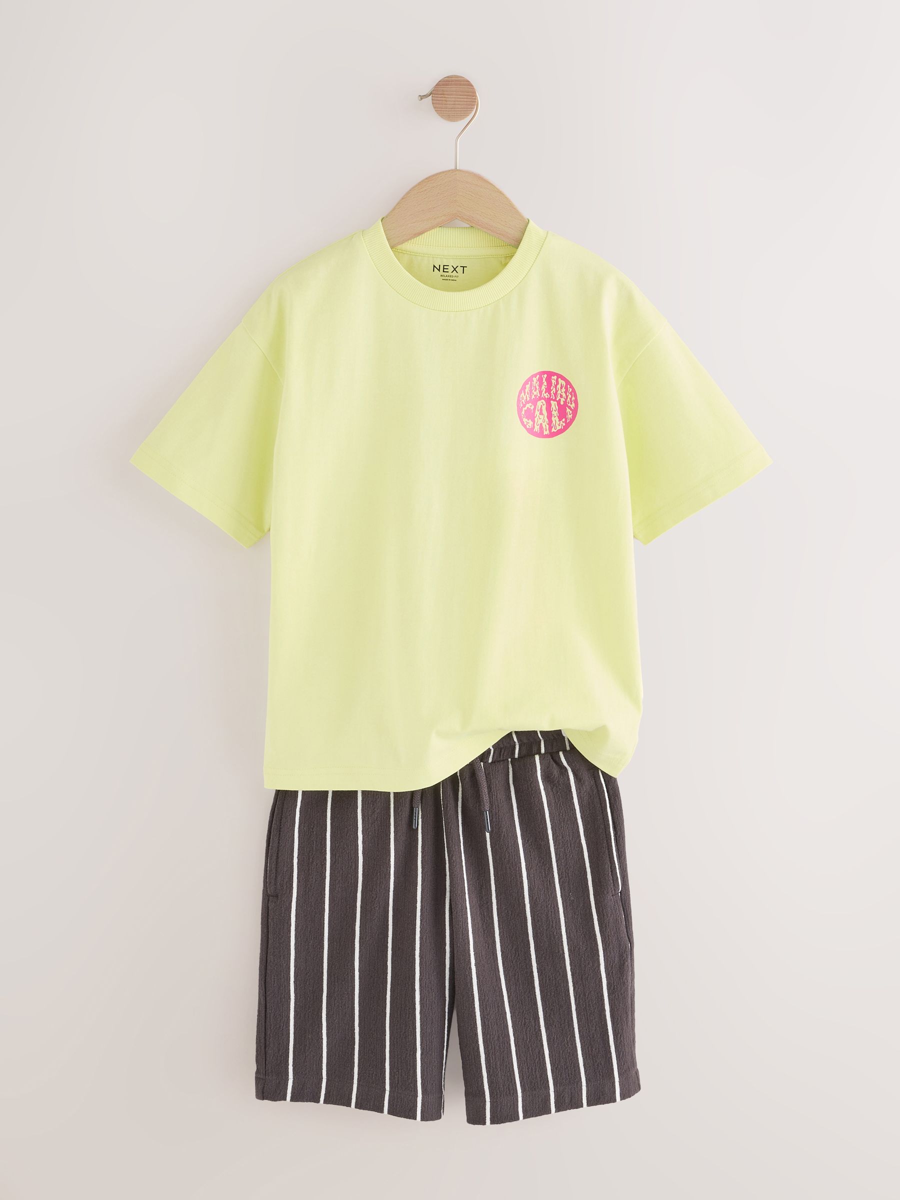 トップス trhko___0 Buy Yellow/Black Stripe Relaxed Fit Short Sleeve T-Shirt and
