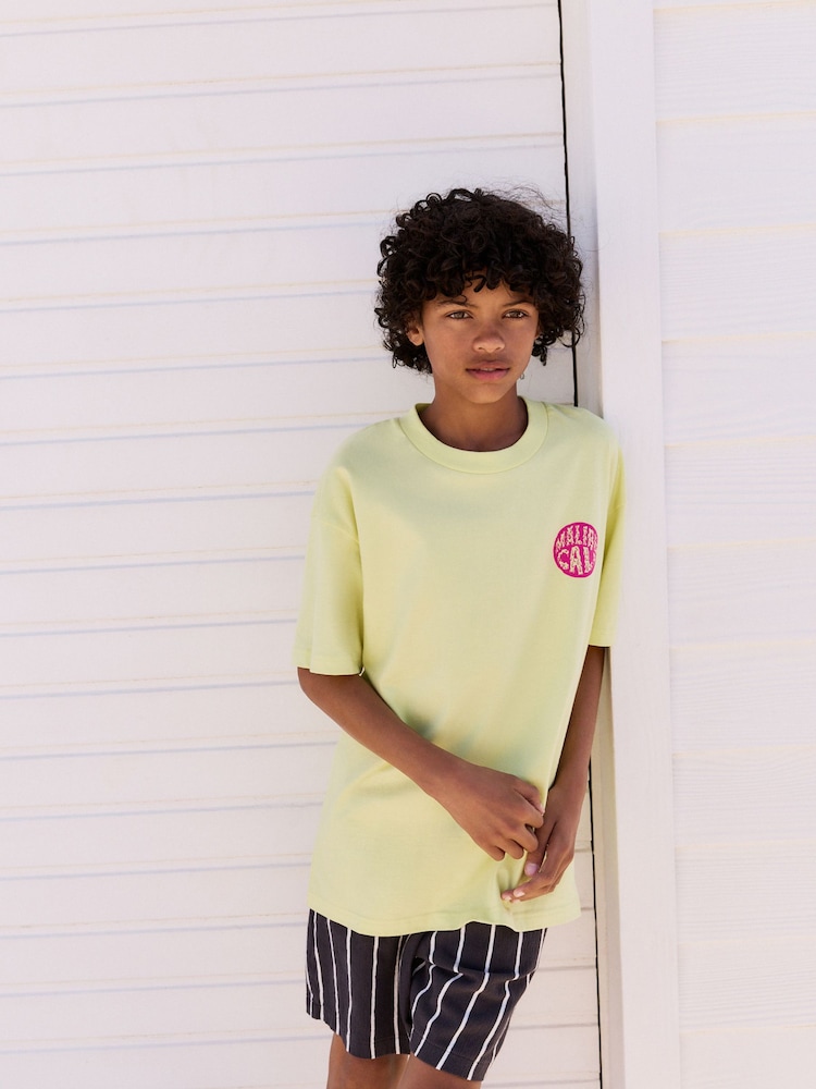 Yellow/Black Stripe Relaxed Fit Short Sleeve T-Shirt and Shorts Set (3-16yrs) - Image 2 of 10