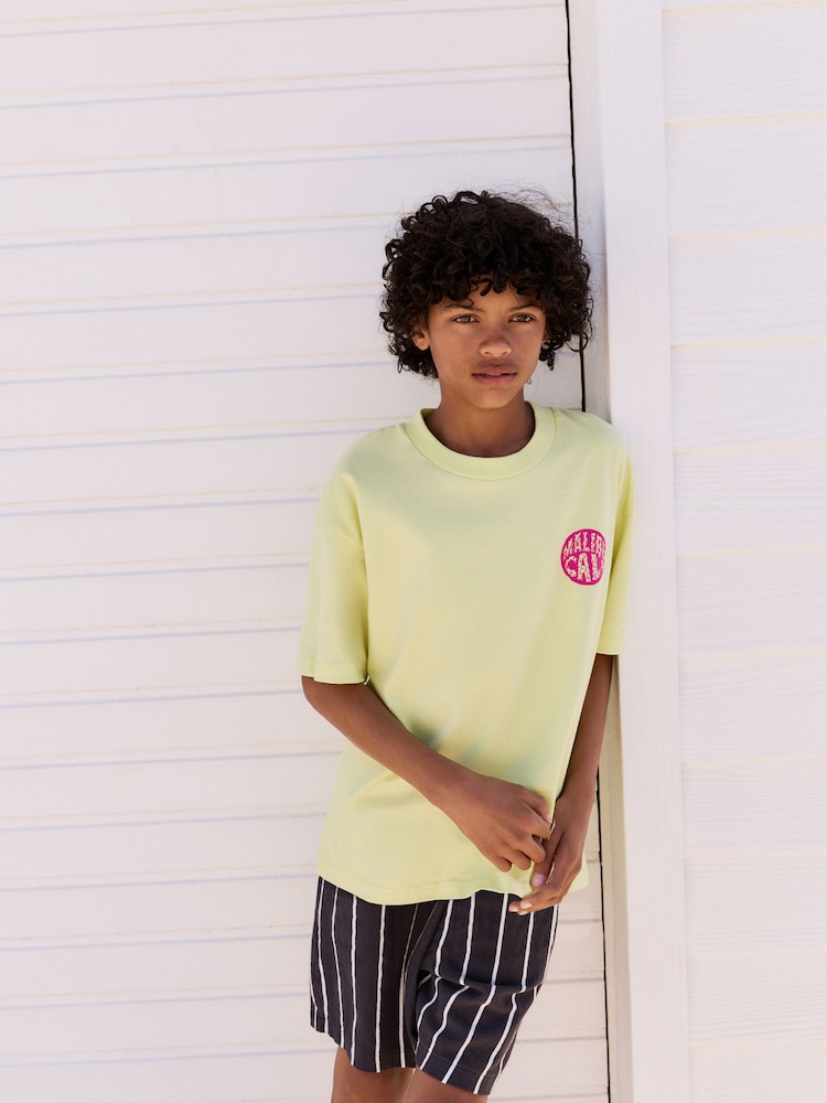 Yellow/Black Stripe Relaxed Fit Short Sleeve T-Shirt and Shorts Set (3-16yrs) - Image 2 of 13 Yellow/Black Stripe Relaxed Fit Short Sleeve T-Shirt and Shorts Set (3-16yrs) - Image 2 of 13