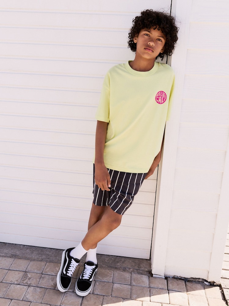 Yellow/Black Stripe Relaxed Fit Short Sleeve T-Shirt and Shorts Set (3-16yrs) - Image 3 of 13