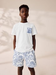 White/Blue Surf Relaxed Fit Short Sleeve T-Shirt and Shorts Set (3-16yrs) - Image 1 of 11