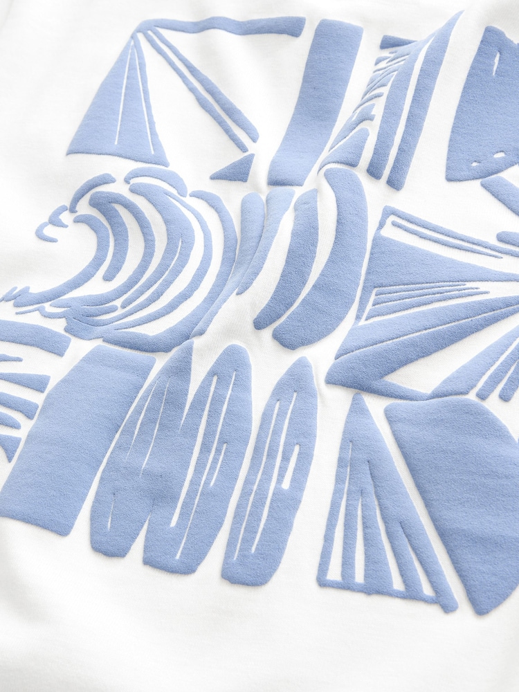 White/Blue Surf Relaxed Fit Short Sleeve T-Shirt and Shorts Set (3-16yrs) - Image 5 of 6