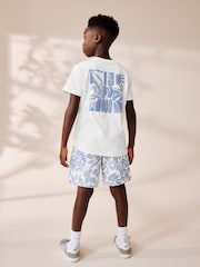 White/Blue Surf Relaxed Fit Short Sleeve T-Shirt and Shorts Set (3-16yrs) - Image 2 of 11