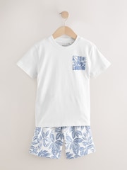 White/Blue Surf Relaxed Fit Short Sleeve T-Shirt and Shorts Set (3-16yrs) - Image 1 of 6