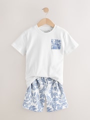 White/Blue Surf Relaxed Fit Short Sleeve T-Shirt and Shorts Set (3-16yrs) - Image 2 of 6