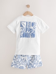 White/Blue Surf Relaxed Fit Short Sleeve T-Shirt and Shorts Set (3-16yrs) - Image 3 of 6