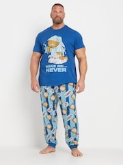 BadRhino Big & Tall Blue Garfield 100% Cotton Pyjama Set - Image 1 of 5