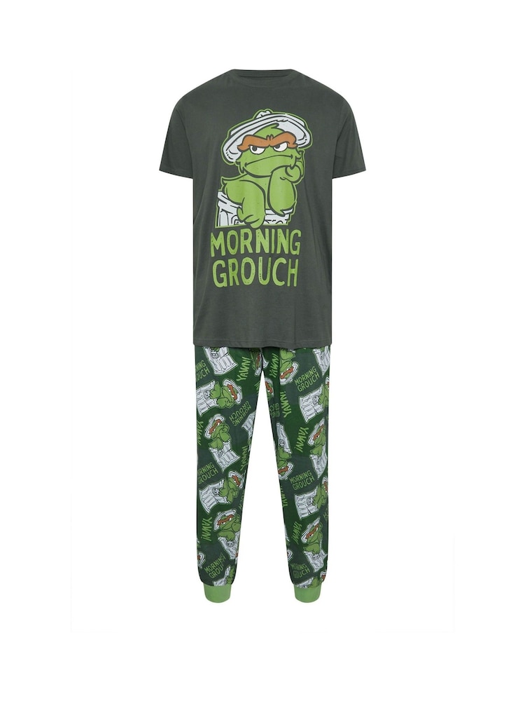 BadRhino Big & Tall green Grouch 100% Cotton Pyjama Set - Image 1 of 2