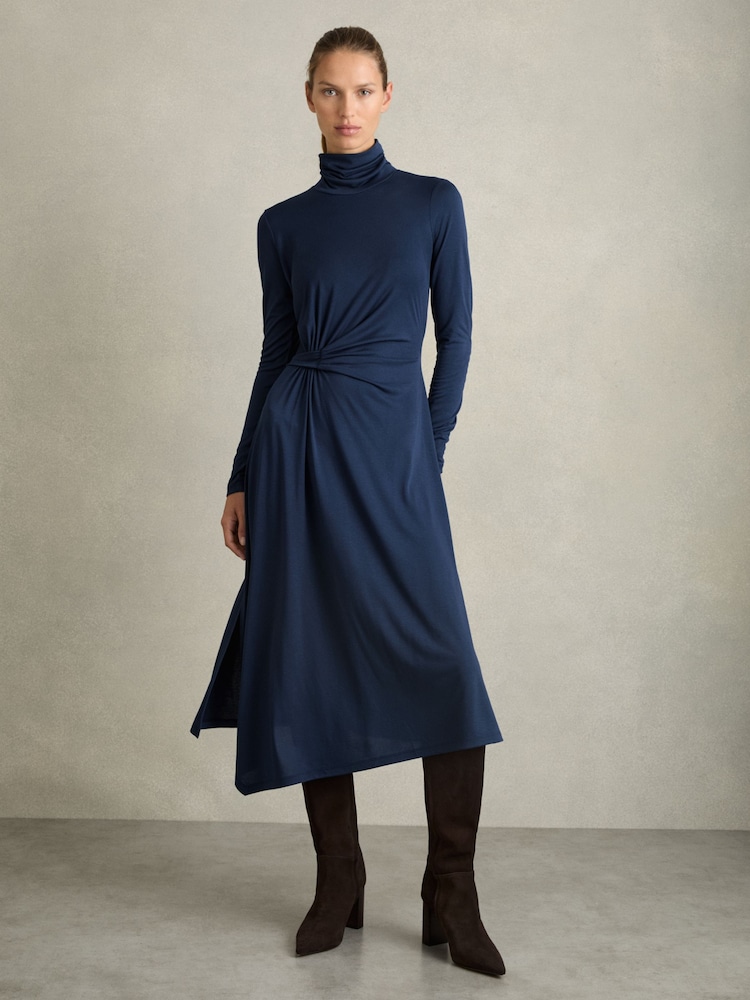 Azul - Reiss Casey Draped Jersey Midi Dress - Imagen 1 de 6 Azul - Reiss Casey Draped Jersey Midi Dress - Imagen 1 de 6