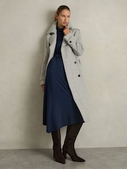 Reiss Blue Casey Draped Jersey Midi Dress - Image 5 of 6