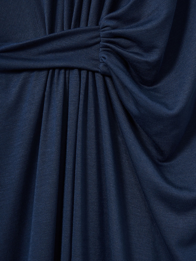 Reiss Blue Casey Draped Jersey Midi Dress - Image 6 of 6