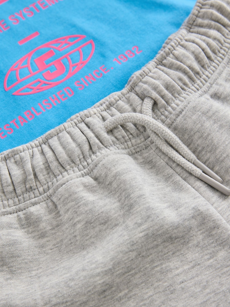 Blue/Grey Relaxed Fit Short Sleeve T-Shirt and Shorts Set (3-16yrs) - Image 5 of 5