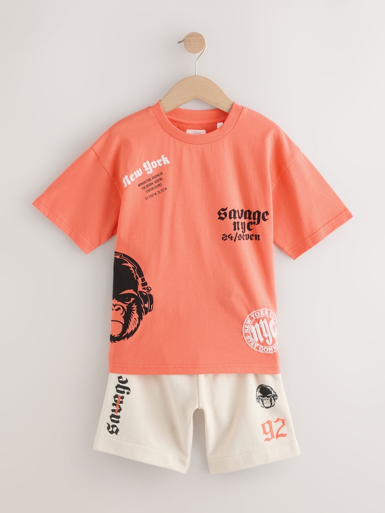 Koralle/Ecru, Gorilla - T-Shirt und Shorts im Set in Relaxed Fit (3–16 J.) - Bild 1 von 5 Koralle/Ecru, Gorilla - T-Shirt und Shorts im Set in Relaxed Fit (3–16 J.) - Bild 1 von 5