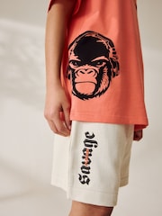Coral/Ecru Gorilla Relaxed Fit Short Sleeve T-Shirt and Shorts Set (3-16yrs) - Image 3 of 7