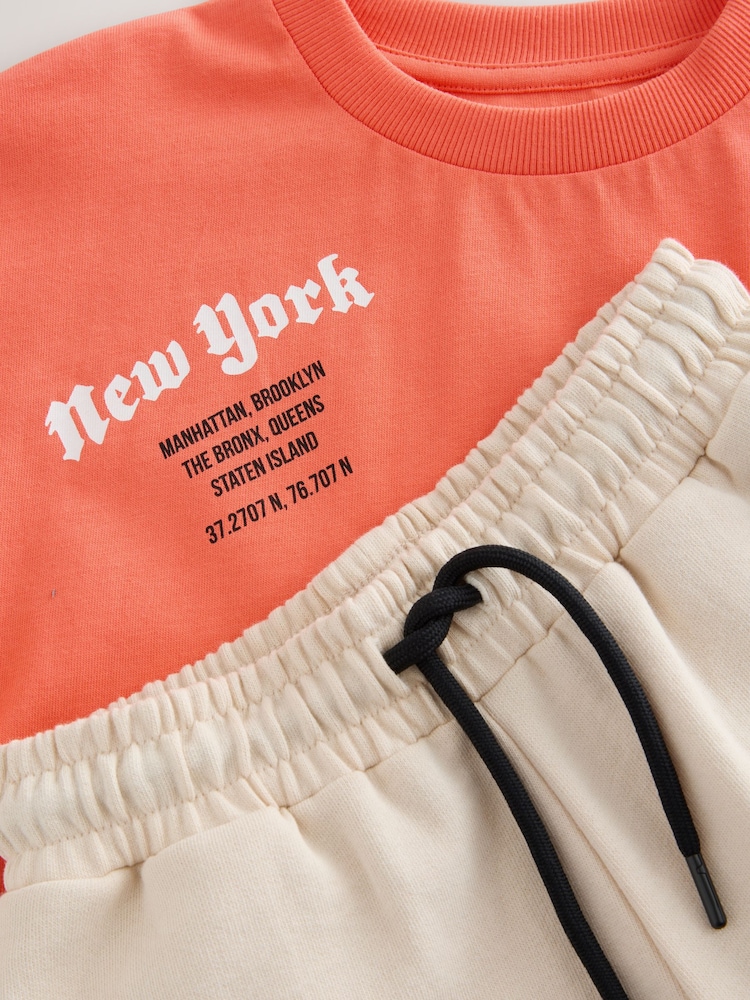 Coral/Ecru Gorilla Relaxed Fit Short Sleeve T-Shirt and Shorts Set (3-16yrs) - Image 4 of 5