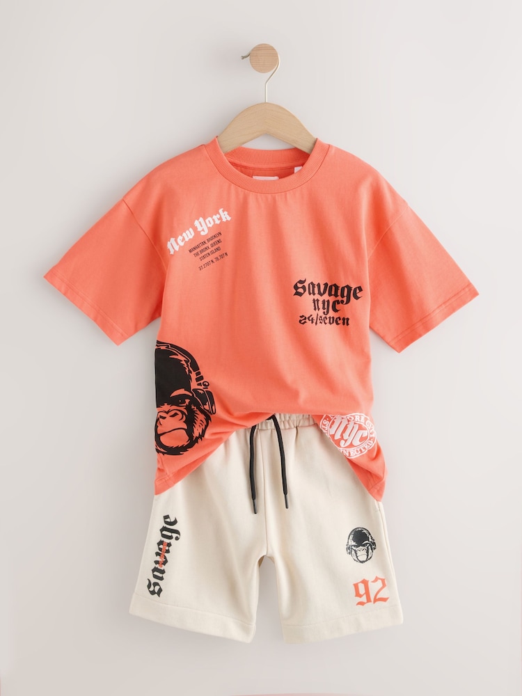 Koralle/Ecru, Gorilla - T-Shirt und Shorts im Set in Relaxed Fit (3–16 J.) - Bild 5 von 5 Koralle/Ecru, Gorilla - T-Shirt und Shorts im Set in Relaxed Fit (3–16 J.) - Bild 5 von 5