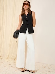 Noir - Friends Like These gilet ajusté avec lin - Image 2 of 4