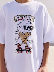 White/Camo Ice Cream Relaxed Fit Short Sleeve T-Shirt and Shorts Set (3-16yrs) - Image 3 of 9