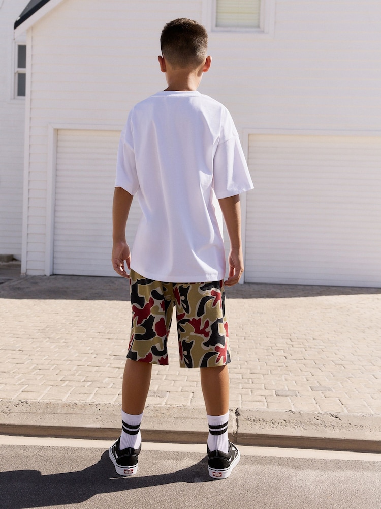 White/Camo Ice Cream Relaxed Fit Short Sleeve T-Shirt and Shorts Set (3-16yrs) - Image 4 of 9