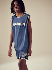 Navy Blue Tank Vest and Shorts Set (3-16yrs) - Image 1 of 9