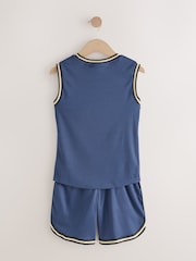 Navy Blue Tank Vest and Shorts Set (3-16yrs) - Image 4 of 9