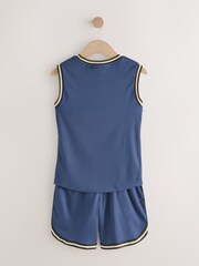Navy Blue Tank Vest and Shorts Set (3-16yrs) - Image 7 of 9