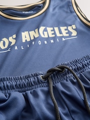 Navy Blue Tank Vest and Shorts Set (3-16yrs) - Image 8 of 9