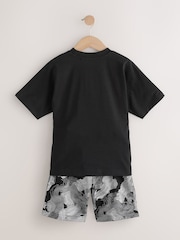 Black/White Graffiti Relaxed Fit Short Sleeve T-Shirt and Shorts Set (3-16yrs) - Image 6 of 8