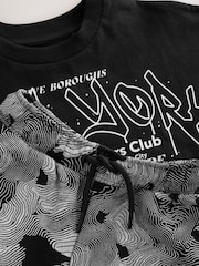 Black/White Graffiti Relaxed Fit Short Sleeve T-Shirt and Shorts Set (3-16yrs) - Image 8 of 8