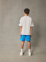 White/Blue Graffiti Relaxed Fit Short Sleeve T-Shirt and Shorts Set (3-16yrs) - Image 3 of 11