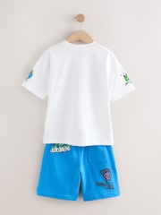 White/Blue Graffiti Relaxed Fit Short Sleeve T-Shirt and Shorts Set (3-16yrs) - Image 7 of 11