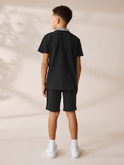 Noir - Ensemble polo à manches courtes et short à col géométrique (3-16ans) - Image 2 de 8
