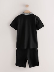 Noir - Ensemble polo à manches courtes et short à col géométrique (3-16ans) - Image 6 de 8