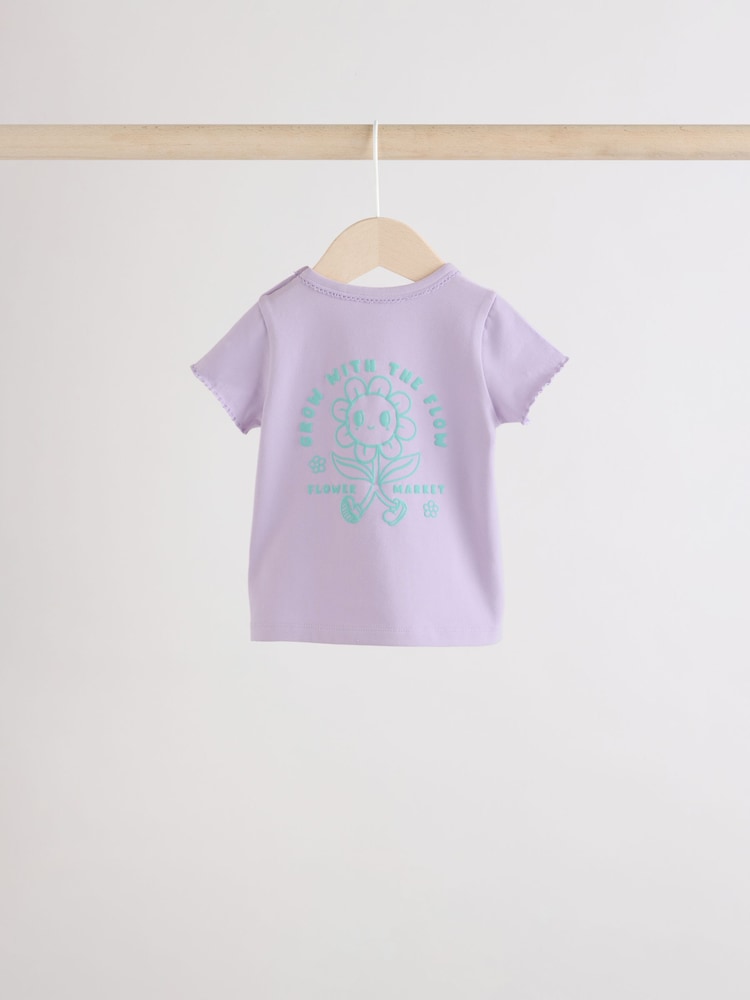 Purple/Yellow/Orange Baby Short Sleeve T-Shirt and Shorts Set 6 Piece - Image 12 of 17