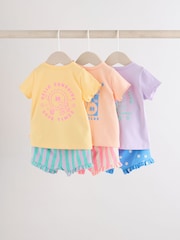 Purple/Yellow/Orange Baby Short Sleeve T-Shirt and Shorts Set 6 Piece - Image 2 of 17