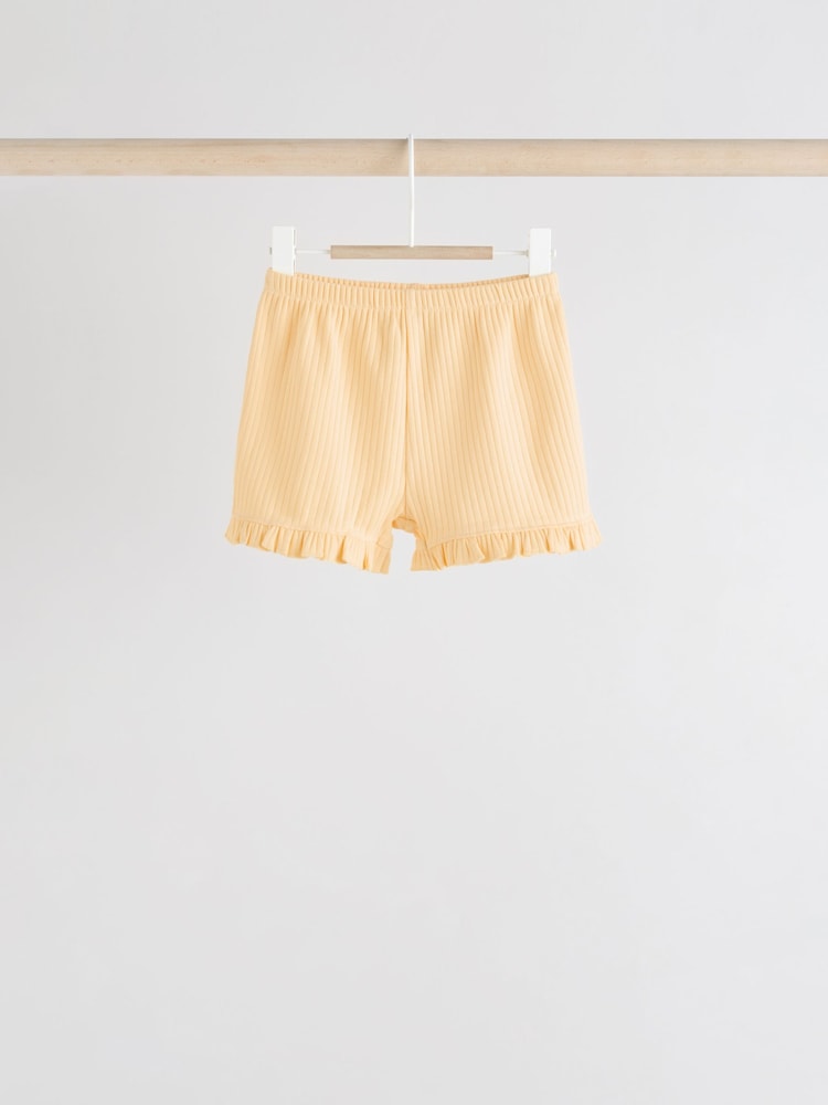 Pastels bleu/jaune/vert/violet - Lot de 4 shorts bébé à ourlet à volants - Image 4 of 9