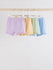 Pastels bleu/jaune/vert/violet - Lot de 4 shorts bébé à ourlet à volants - Image 7 of 9