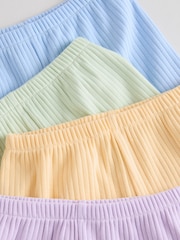 Pastels bleu/jaune/vert/violet - Lot de 4 shorts bébé à ourlet à volants - Image 9 of 9