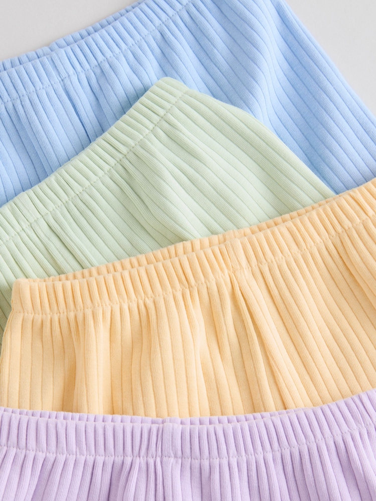 Pastels bleu/jaune/vert/violet - Lot de 4 shorts bébé à ourlet à volants - Image 9 of 9
