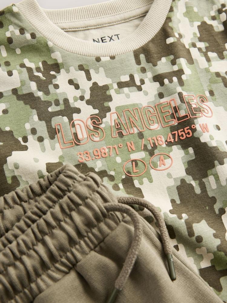 Green Camo Relaxed Fit Short Sleeve T-Shirt and Shorts Set (3-16yrs) - Image 5 of 5