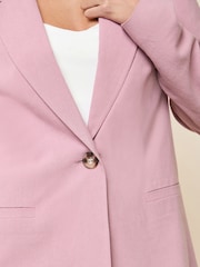 Friends Like These Pink Petite Single Breasted Linen Blend Tailored Blazer - Image 3 of 4