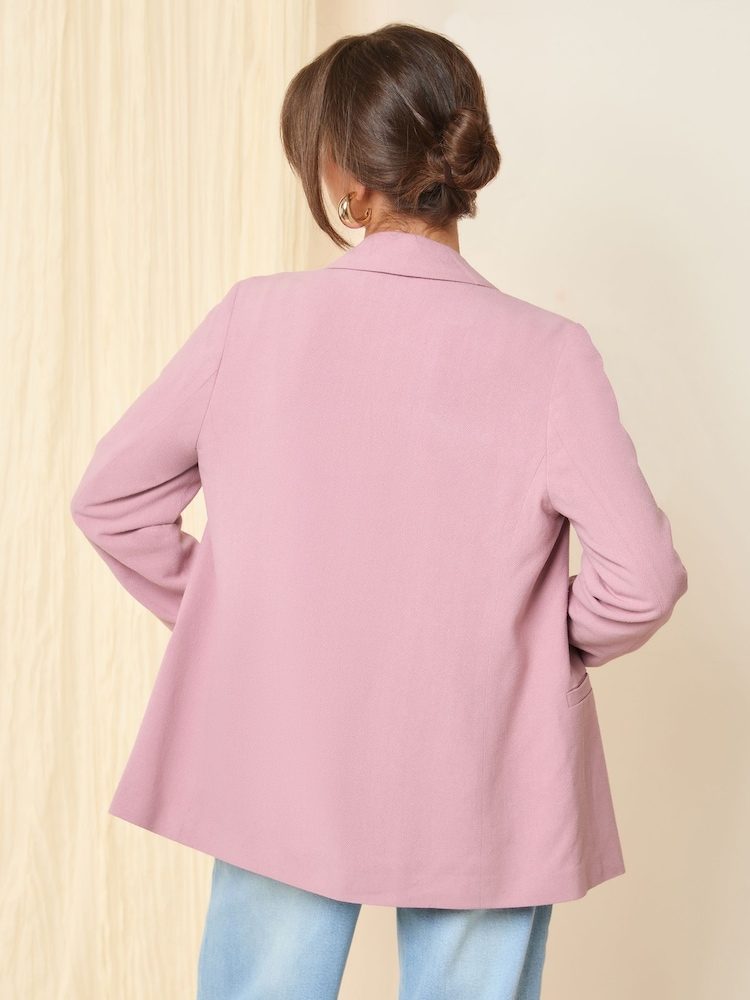 Friends Like These Pink Petite Single Breasted Linen Blend Tailored Blazer - Image 4 of 4