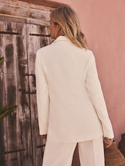 Friends Like These White Petite Millie Mackintosh Premium Double Breasted Gold Button Blazer - Image 4 of 4