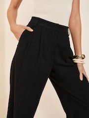 Noir - Pantalon Friends Like These large ajusté avec lin - Image 3 de 4