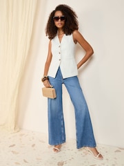Friends Like These White Tailored Waistcoat With Linen - Image 3 of 4