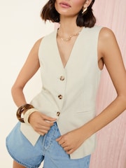 Friends Like These Neutral Tailored Waistcoat With Linen - Image 1 of 4
